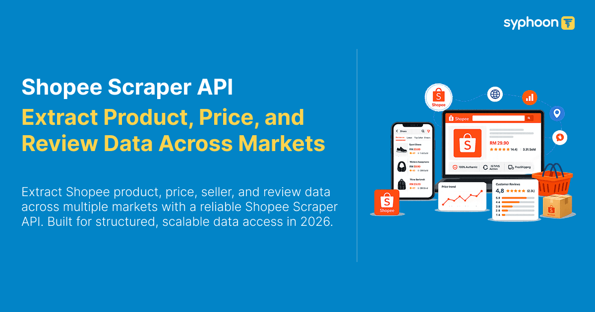 Shopee Scraper API returning structured product, price, and review data across all Shopee markets by Syphoon